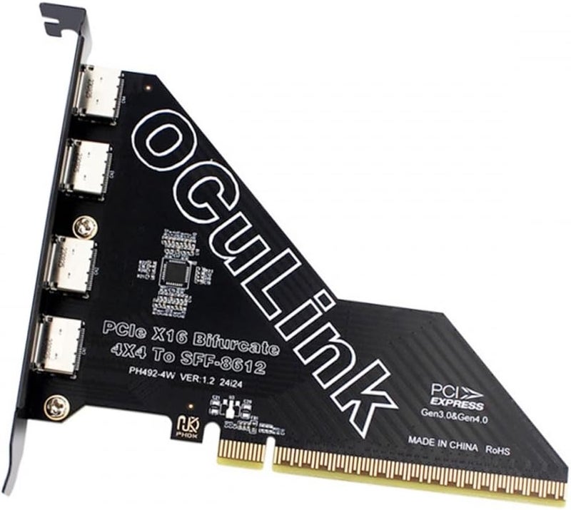 CY محول PCI-Express 4.0 PCIE 16x قابل للفصل إلى أربعة Oculink SFF-8612 SFF-8611 محول VROC Raid0 خارجي لوحدة SSD eGPU محطة بطاقة الرسوميات الخارجية - Image 1